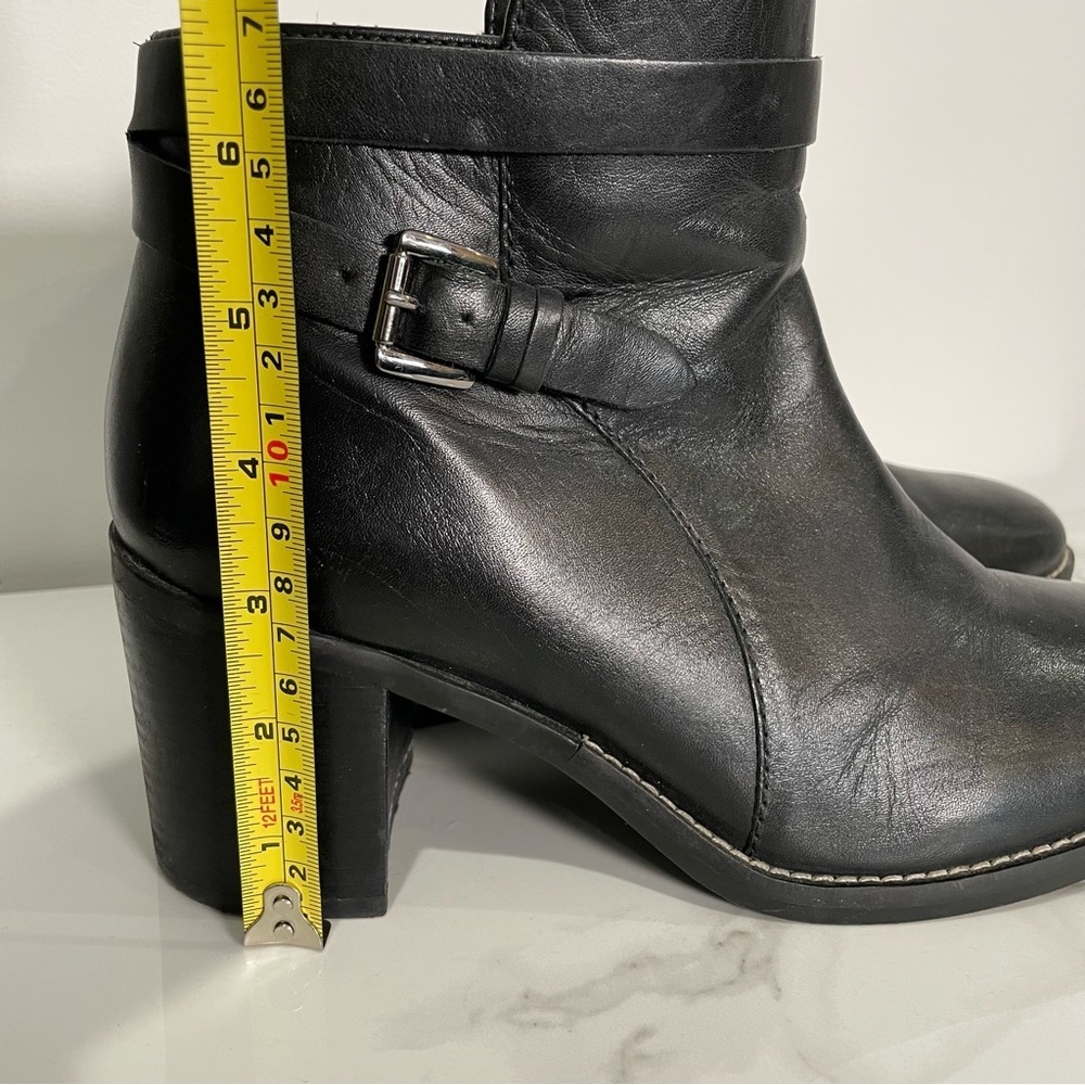 Black Leather Ankle Boots with Buckle Strap - Women - Picture 10 of 11